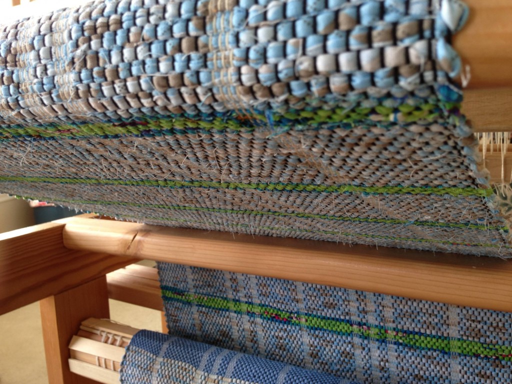 Lime Green & Blue Stripe Rag Rug from Simple Weaves