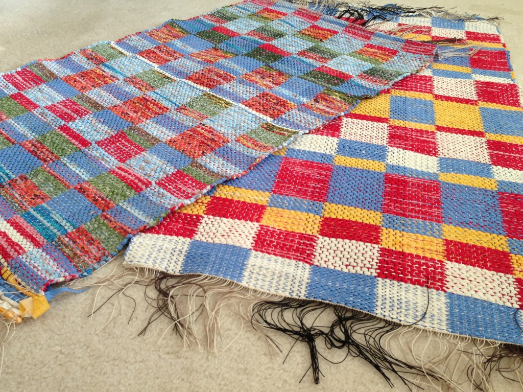 Rag rugs, ready to be hemmed.