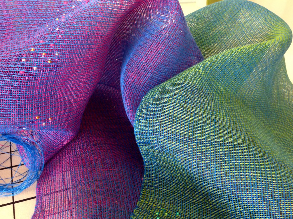 Iridescent linen fabric just off the loom!