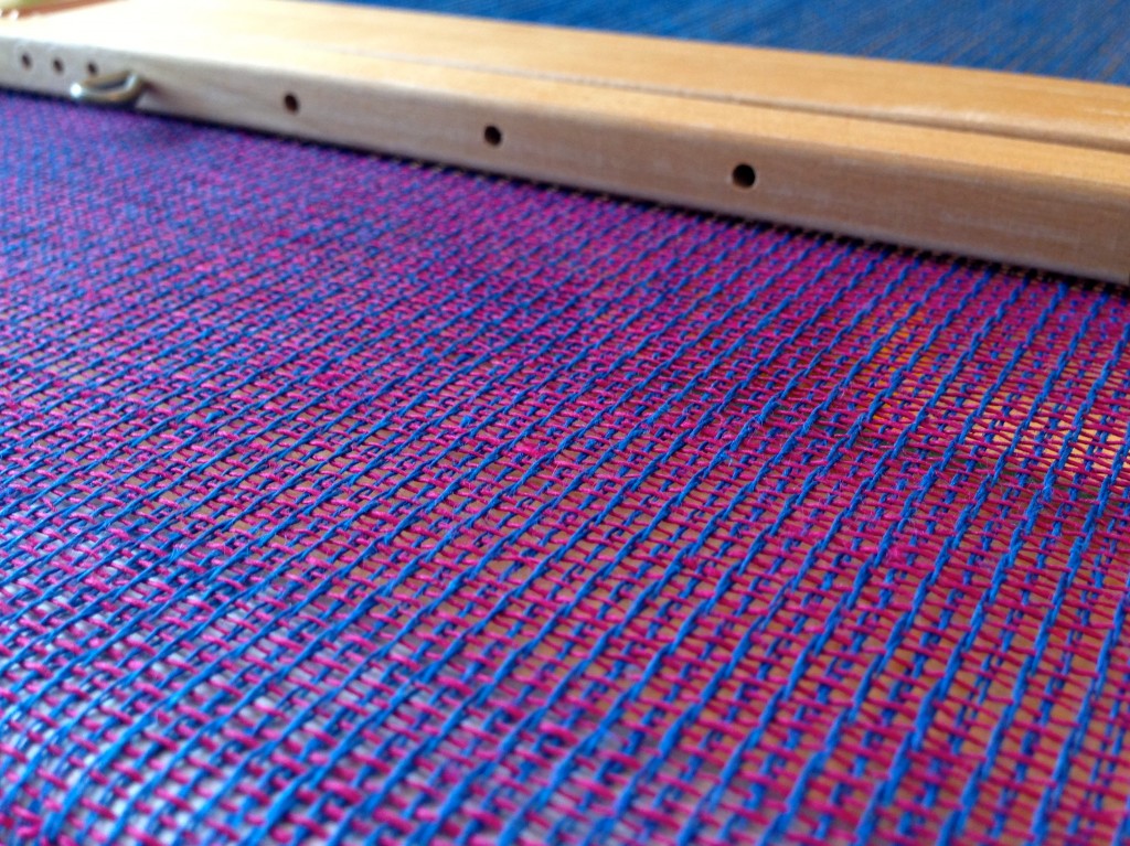 Linen fabric on the loom.