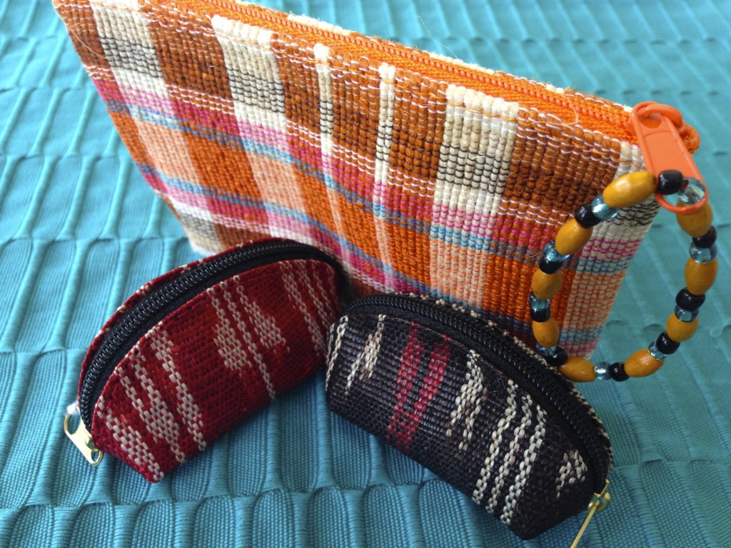 Tiny ikat woven coin purses from The Philippines.