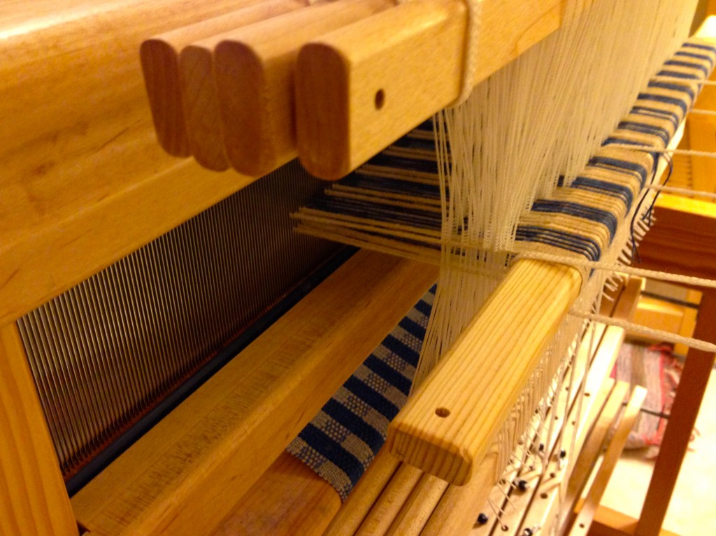 Very end of the warp. Squeezing out the last inch.