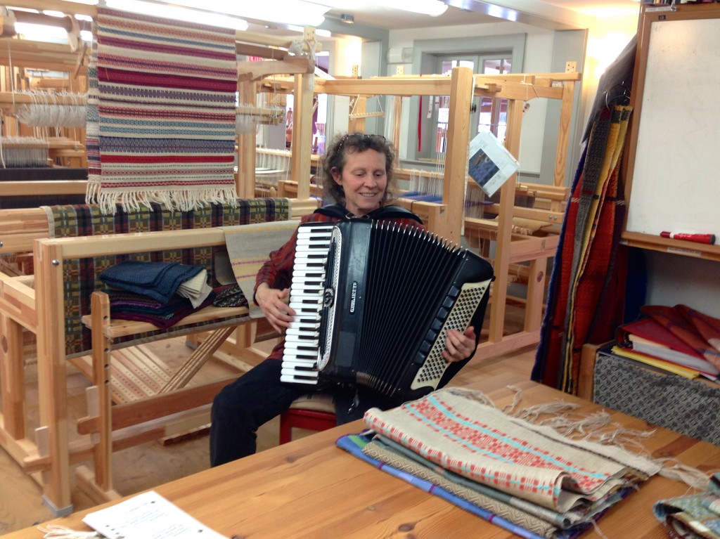 Accordion music in the weaving studio