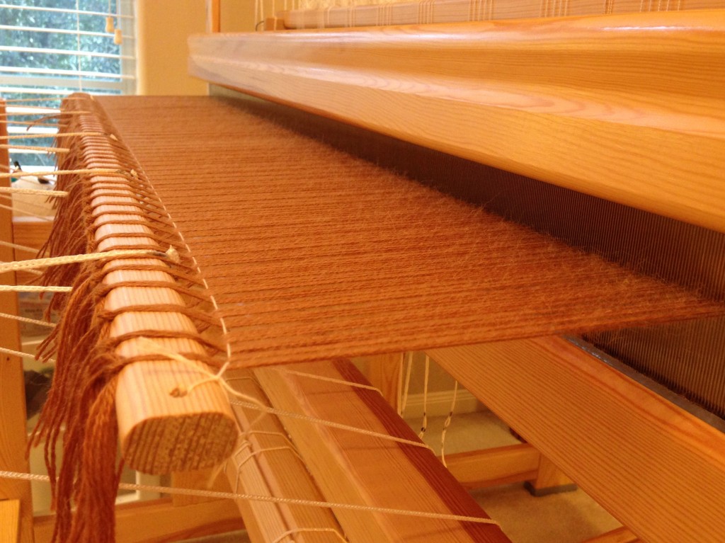 Alpaca/Tencel warp tied-on, with leveling string, full width of 120cm Glimåkra Standard.