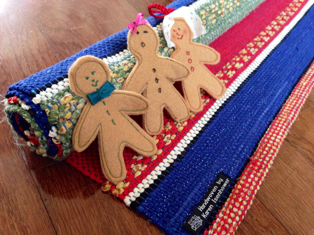 Rosepath rag rug and gingerbread boy and girls.