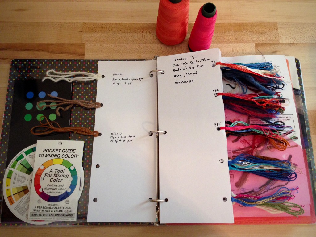 Thread and yarn record notebook.