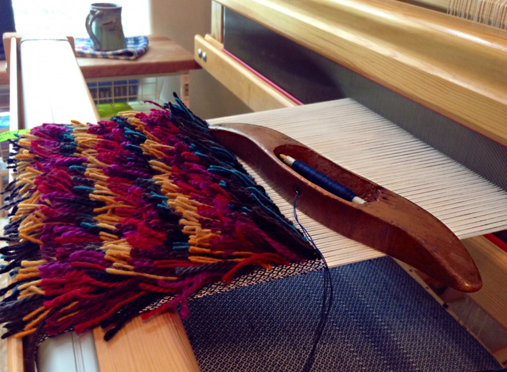 Layered rya knots on the Glimakra Standard loom.