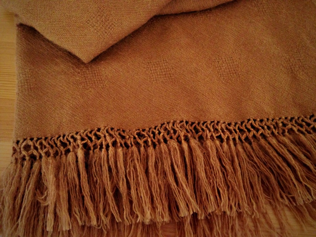 Alpaca Tencel handwoven throw with lattice fringe