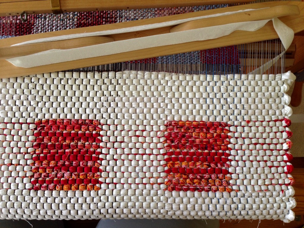 Simply red squares rag rug.