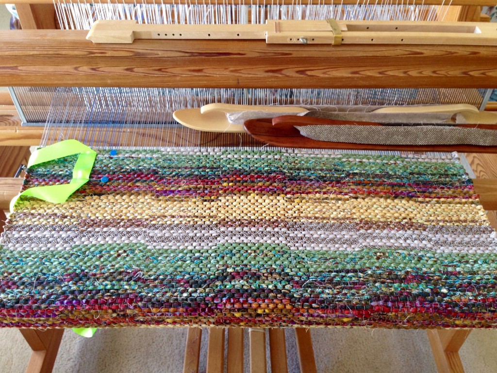 Little square rug on the loom. Karen Isenhower