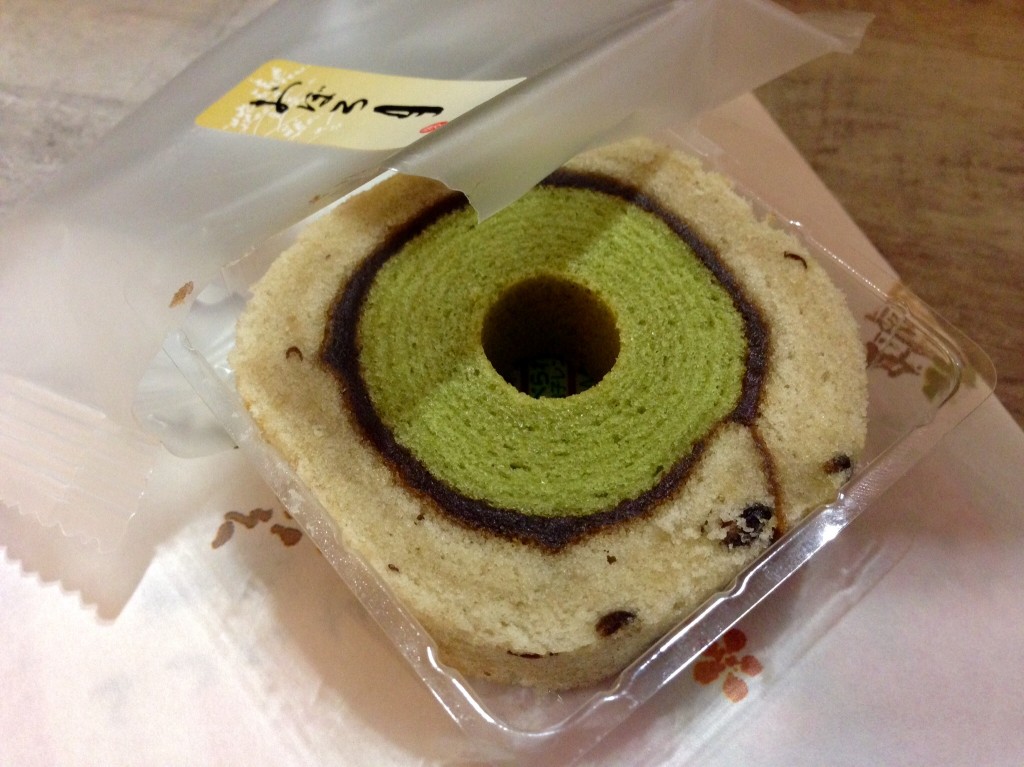 Green tea cake roll in Tokyo.