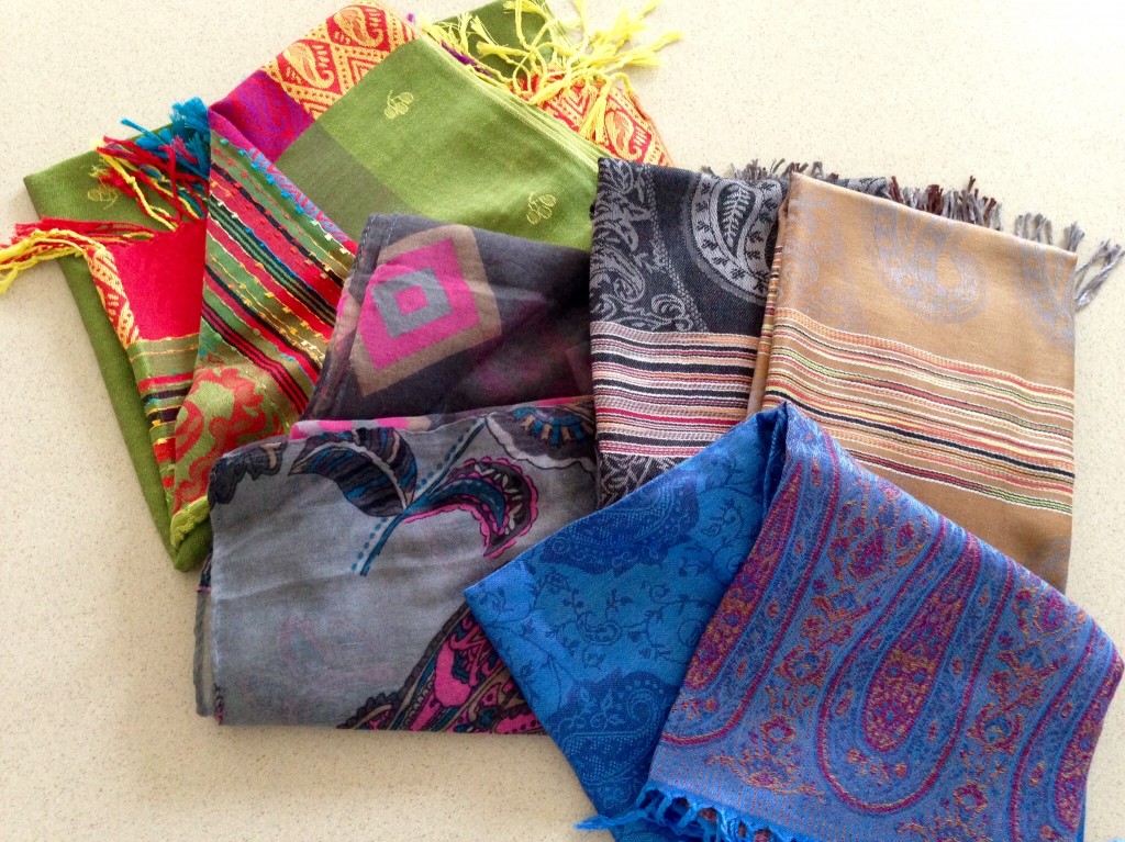 Variety of scarves and wraps from markets in The Philippines.