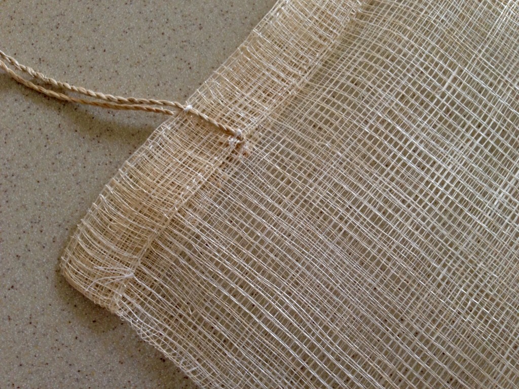 Detail of bag made from piña fibre.