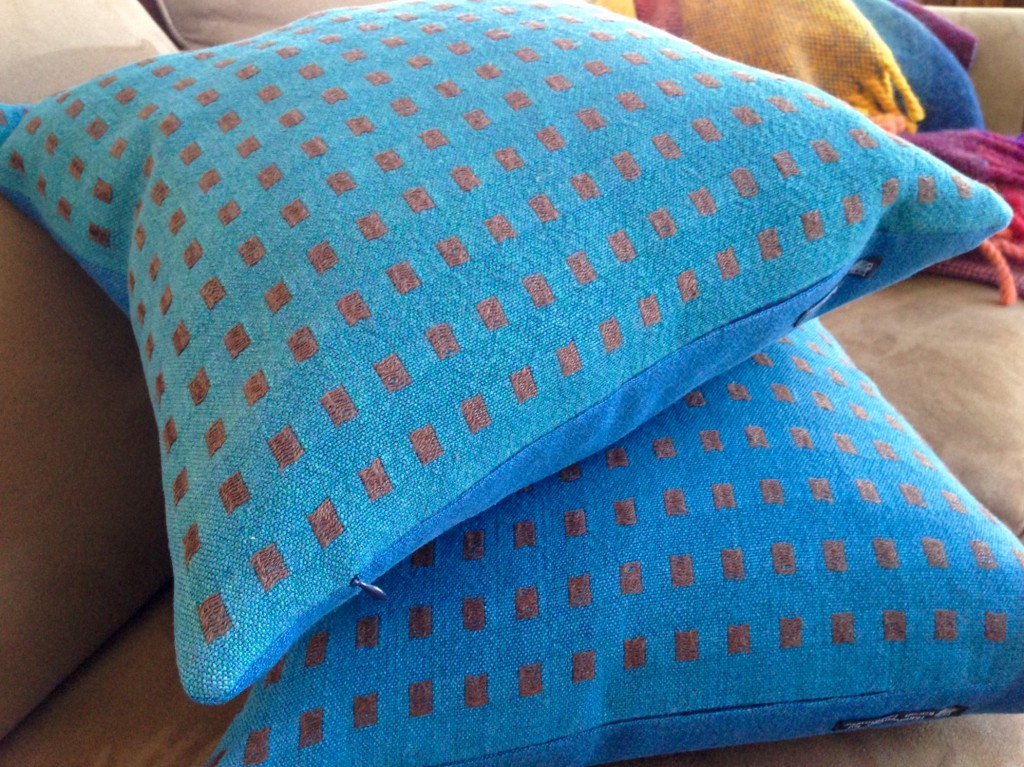 Handwoven linen dice weave pillows.