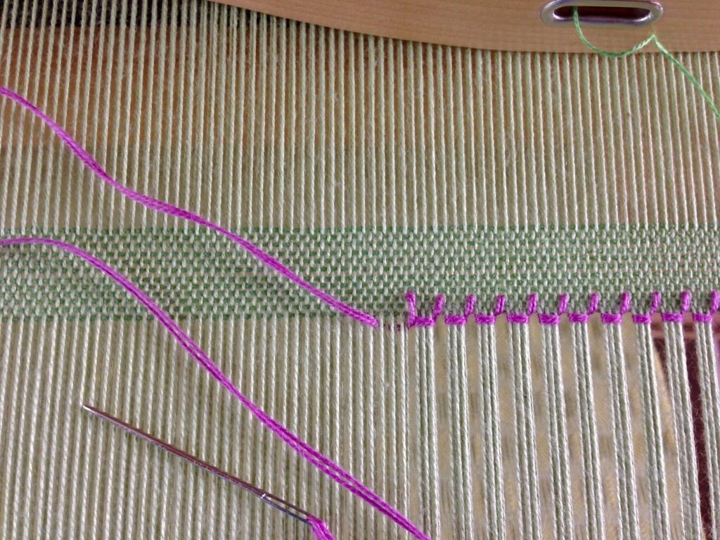 Hemstitching step two.