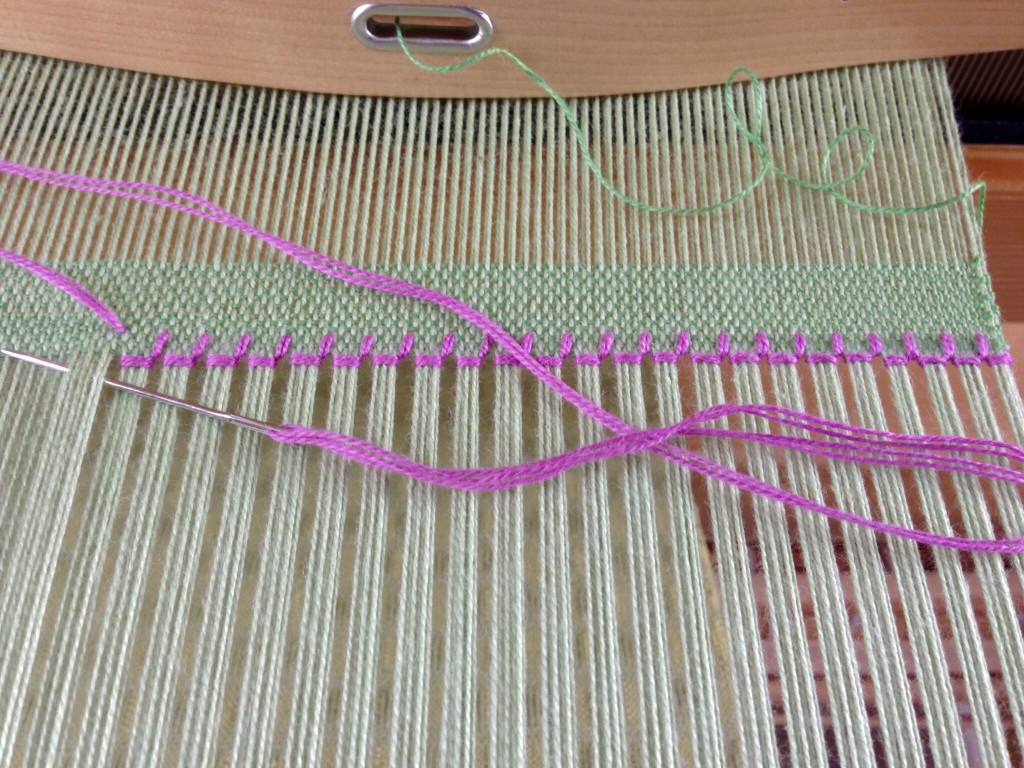 First step of hemstitching. Tutorial.