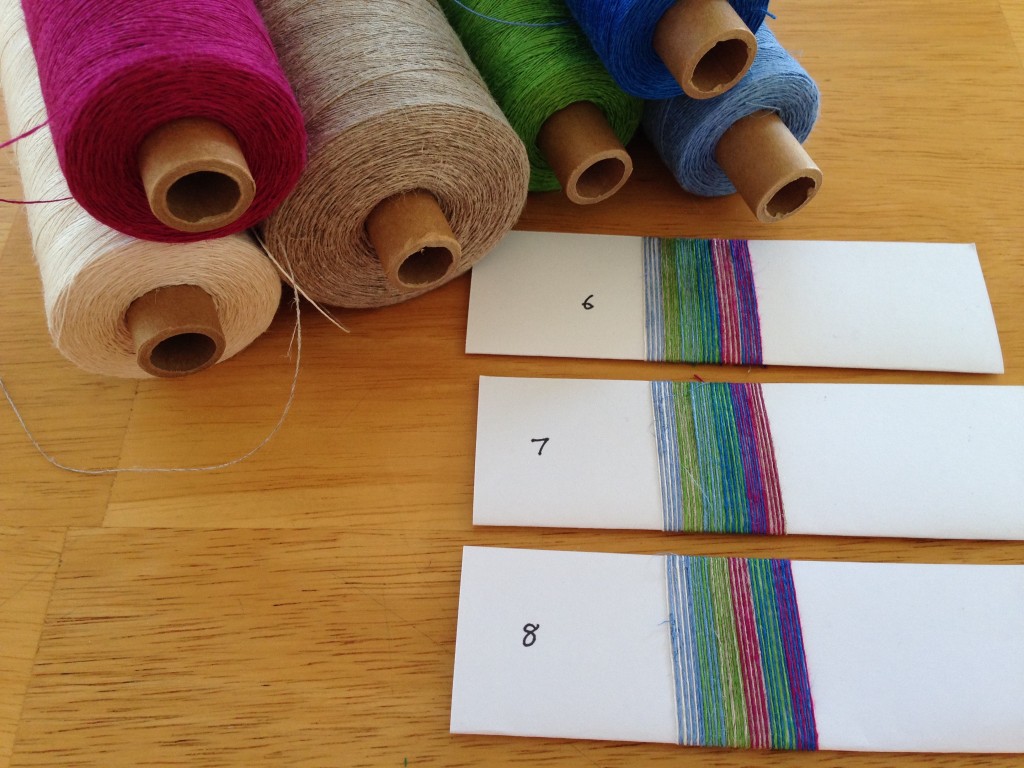 More color wrapping to plan linen warp.