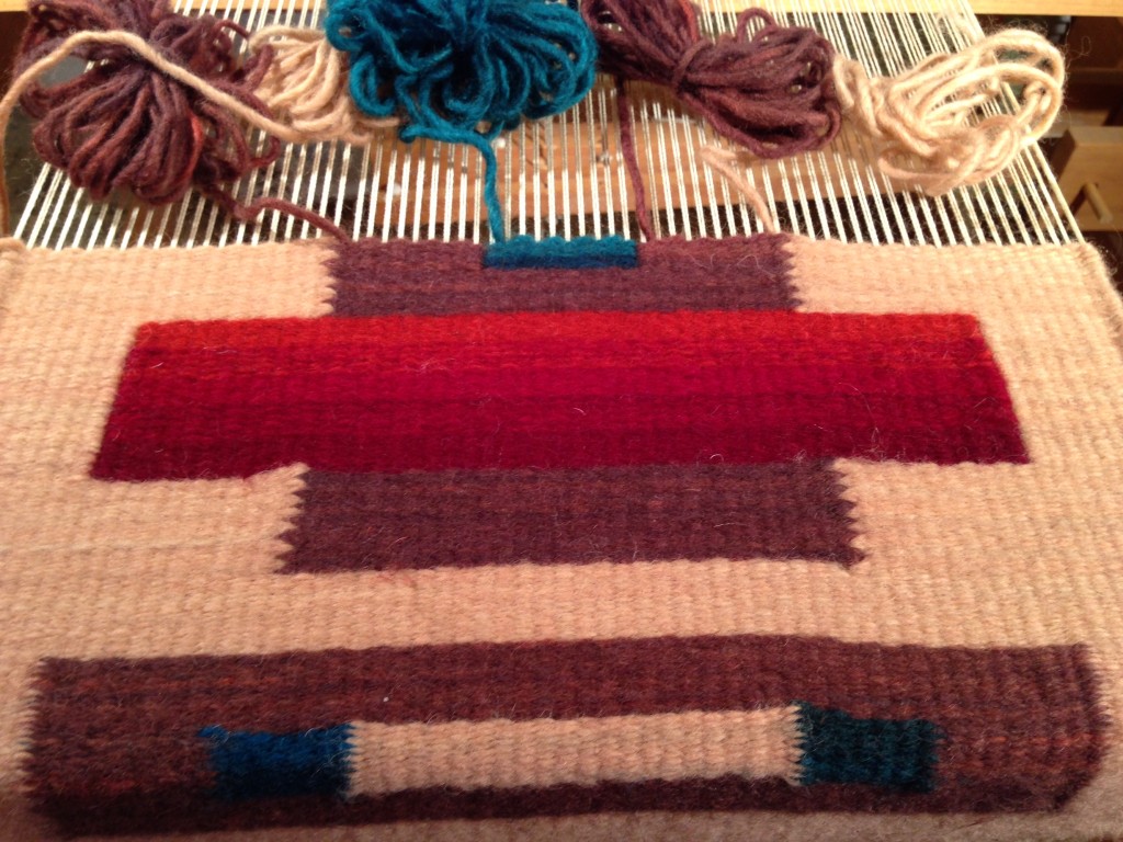 Color gradations in tapestry class at Weaving Southwest.