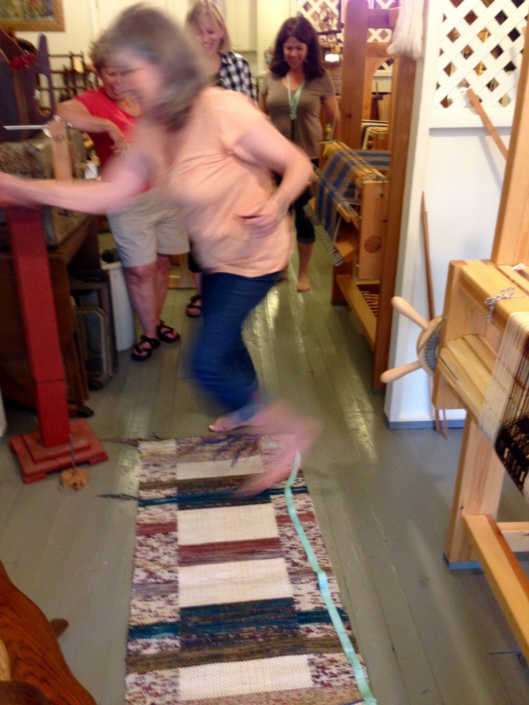 Happy dance on new double binding rug!