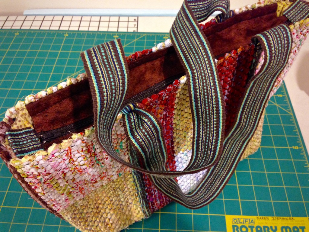 Handwoven bag with custom lining. Karen Isenhower