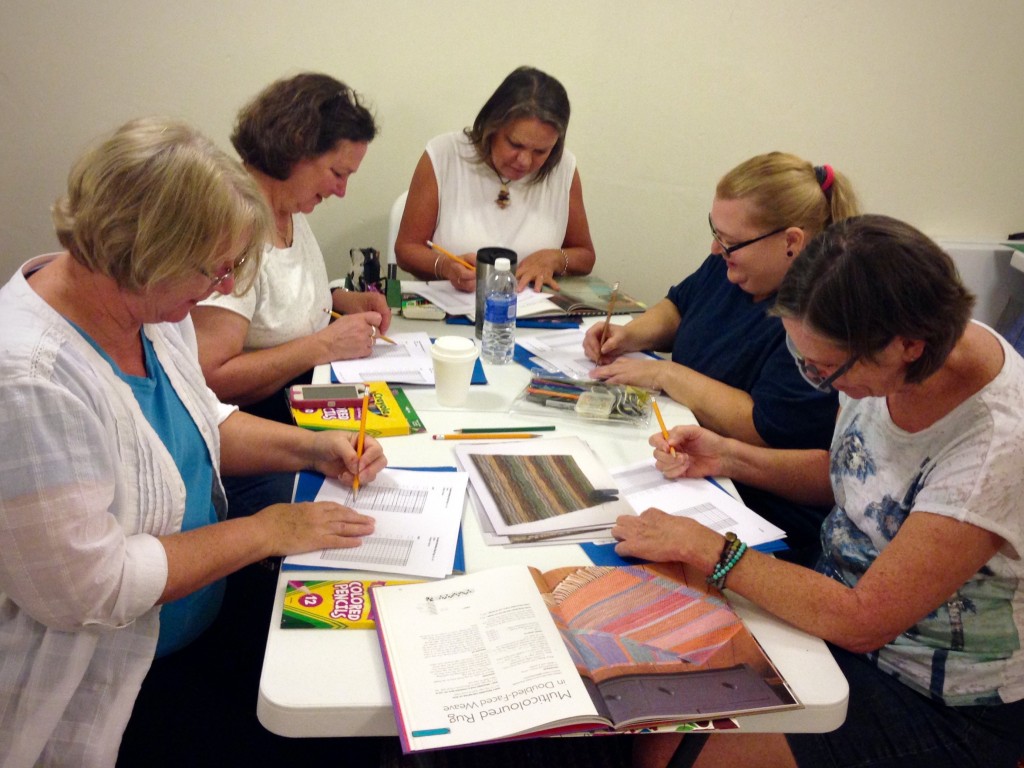 Double binding workshop, designing rag rugs.