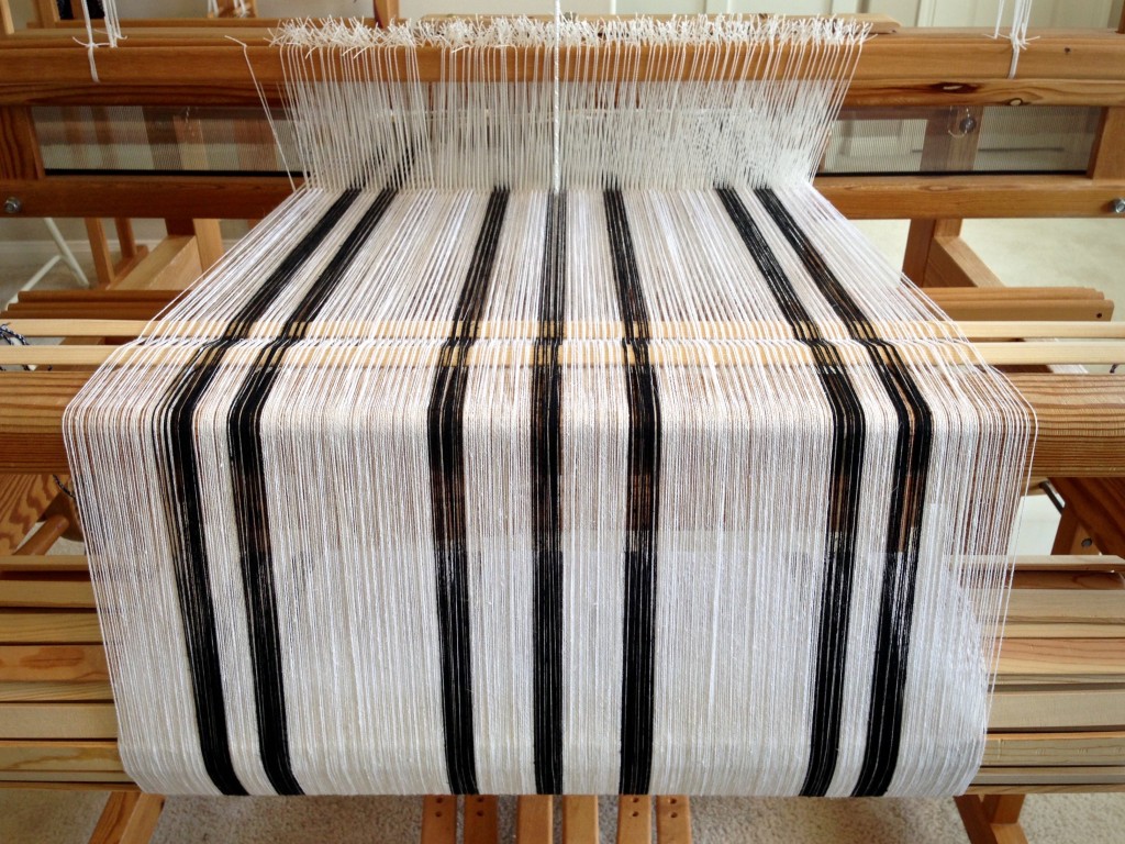 Zebra warp on Glimakra Ideal loom.