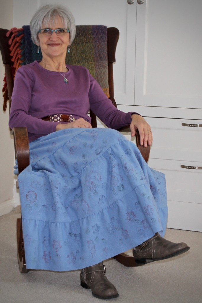 Handwoven printed tiered skirt. Karen Isenhower