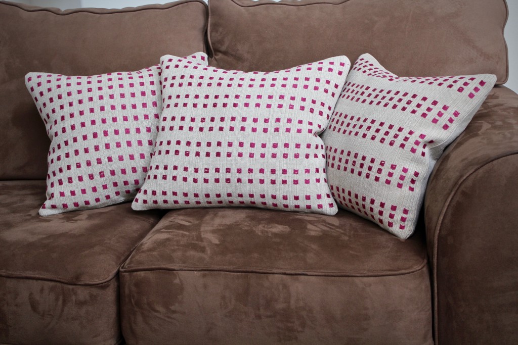 Linen dice weave pillows. Karen Isenhower