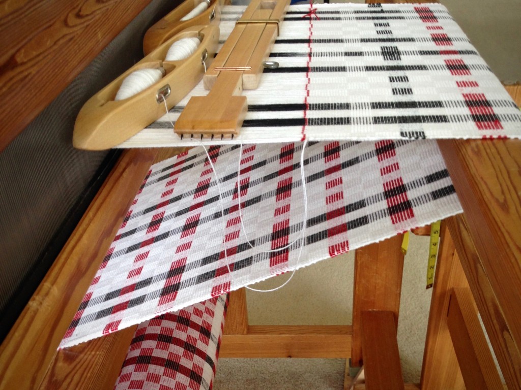 Cottolin towels on the loom. Karen Isenhower