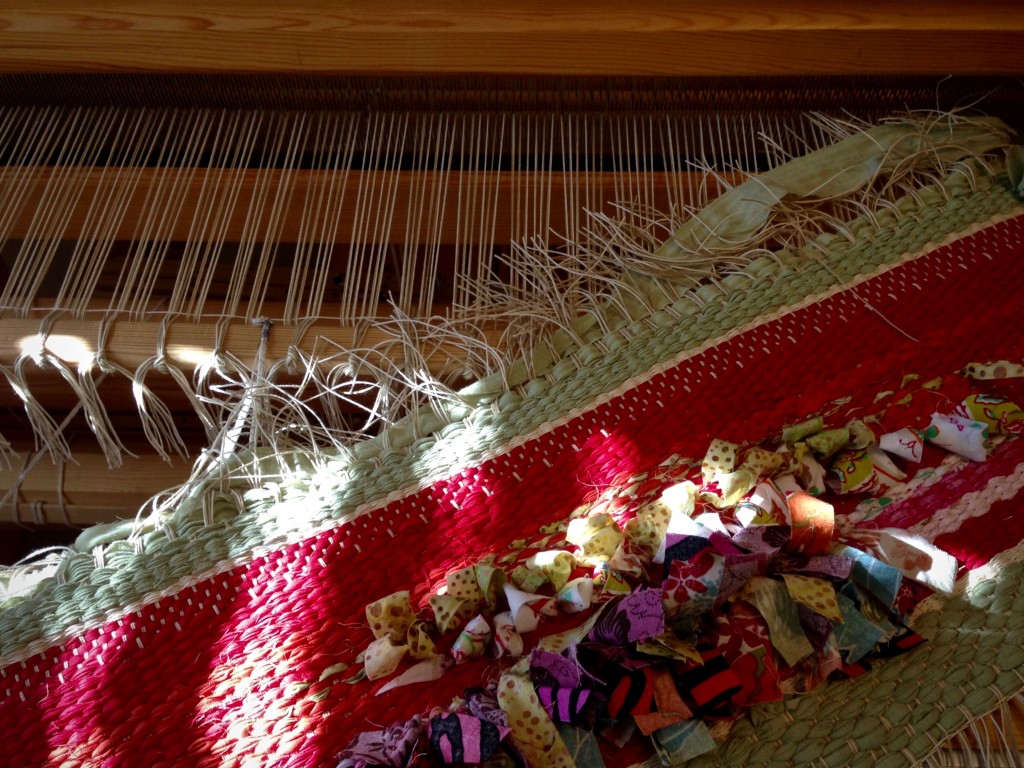 Rag rug sample with inlay techniques.