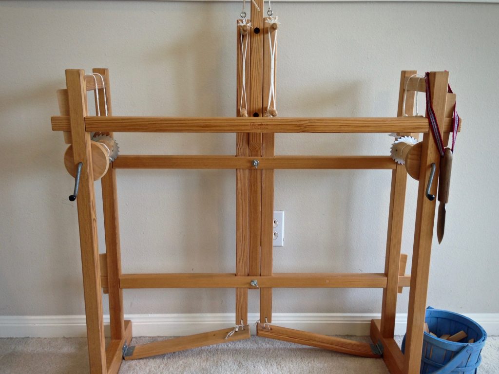 Glimakra two-treadle band loom. How to warp and weave.