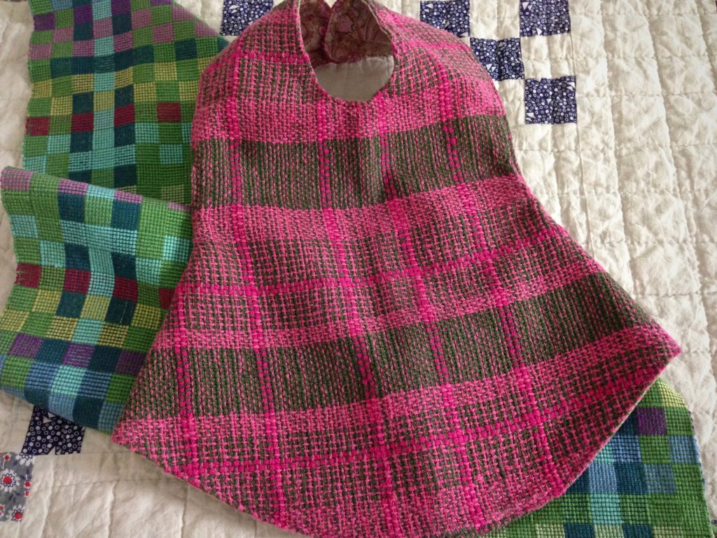 Baby towel and baby pinafore. Handwoven.