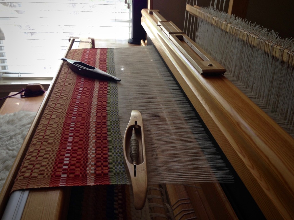 Monksbelt on the loom in the late afternoon.