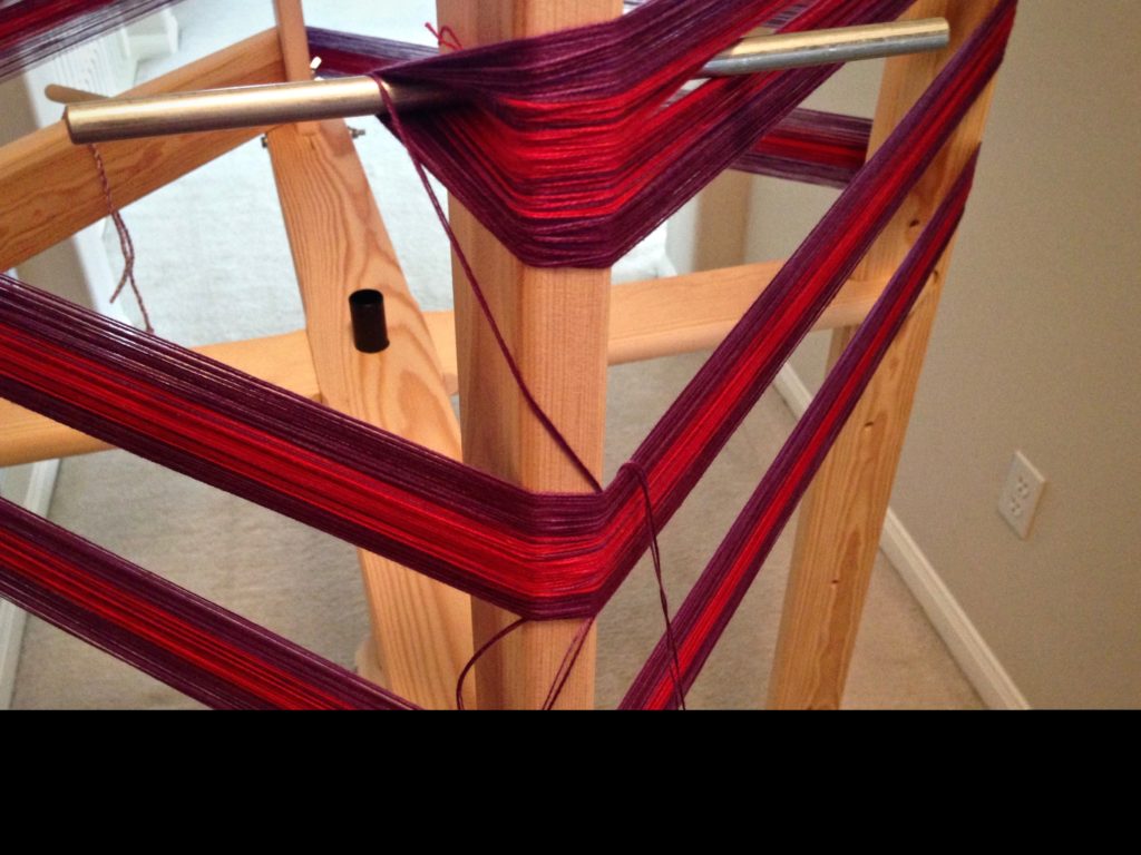 Winding warp for colorful baby wrap.