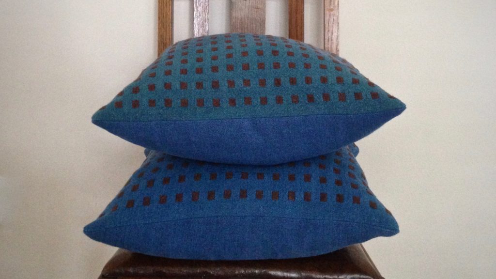 All-linen handwoven dice weave cushions.