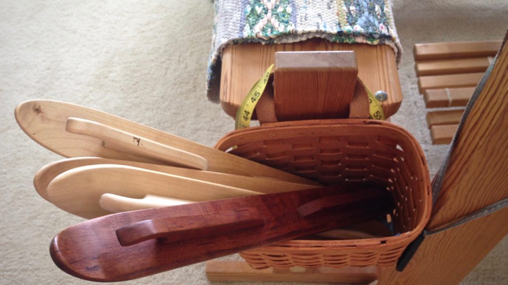 Basket of ski shuttles ready for the next rag rug!