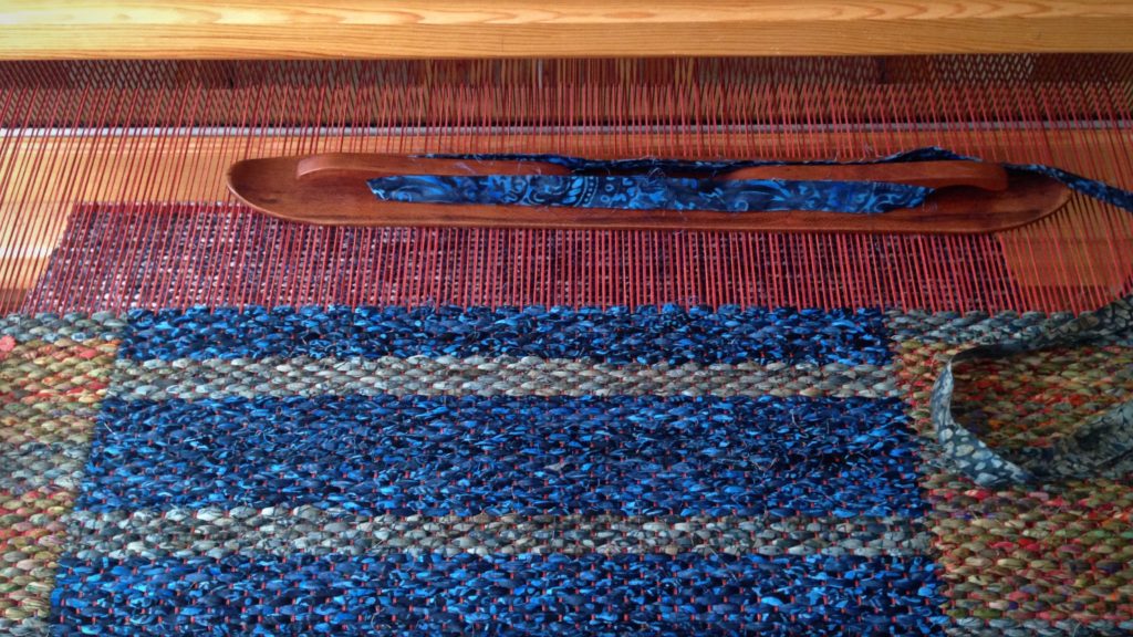 Double binding rag rug on Glimakra Standard loom.
