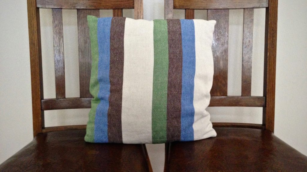 Cotton and linen cushion. Handwoven fabric.