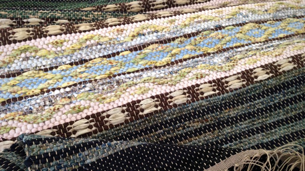 Rosepath rag rug ready to be hemmed. Karen Isenhower