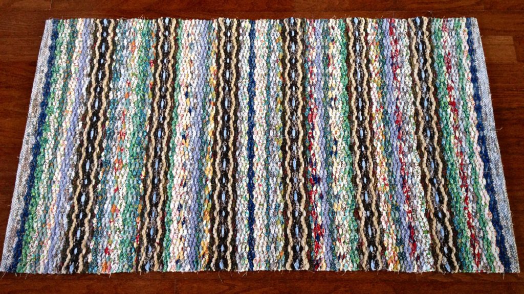 Rosepath rag rug just finished. Karen Isenhower