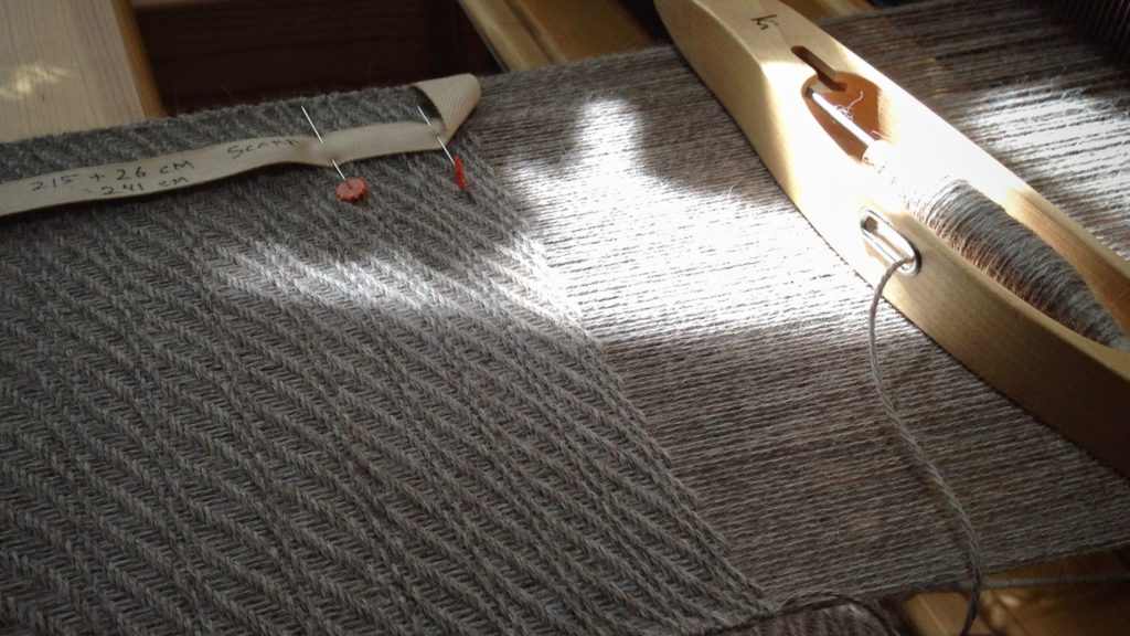 Alpaca scarf, weaving in the afternoon sun.