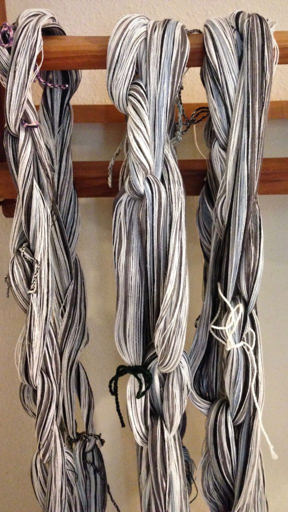 Warp chains for striped towels.