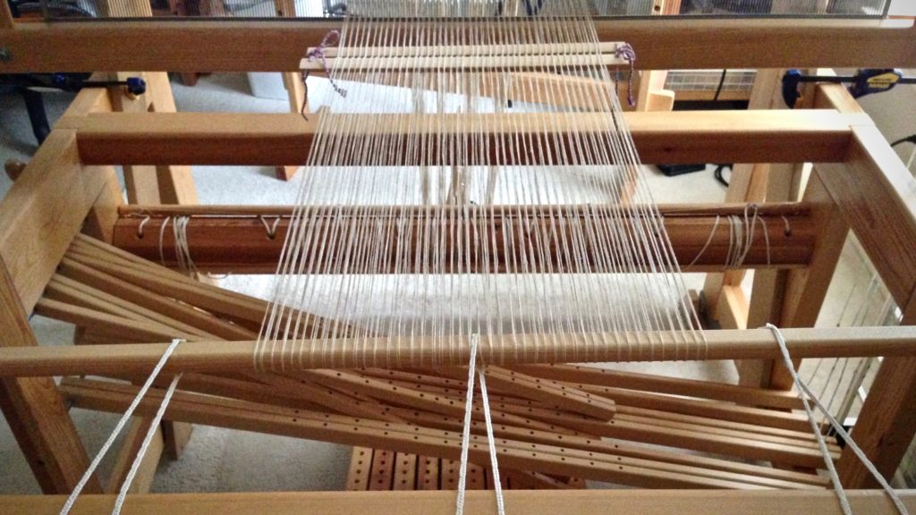 Ready to begin beaming this linen warp.