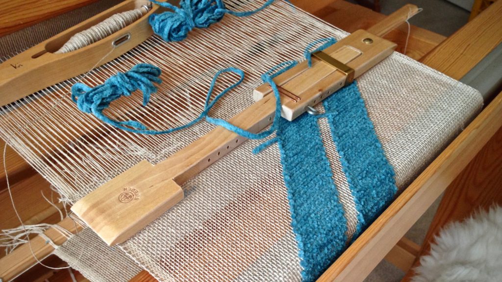 Weaving a transparency. Glimakra Standard loom.