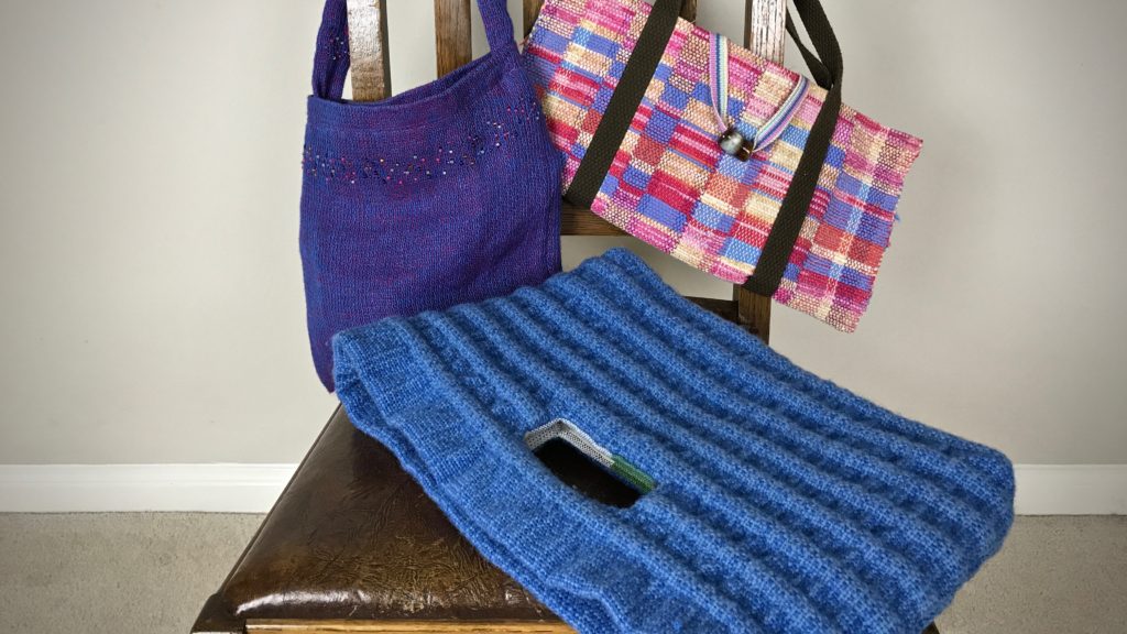 Handwoven handbags.