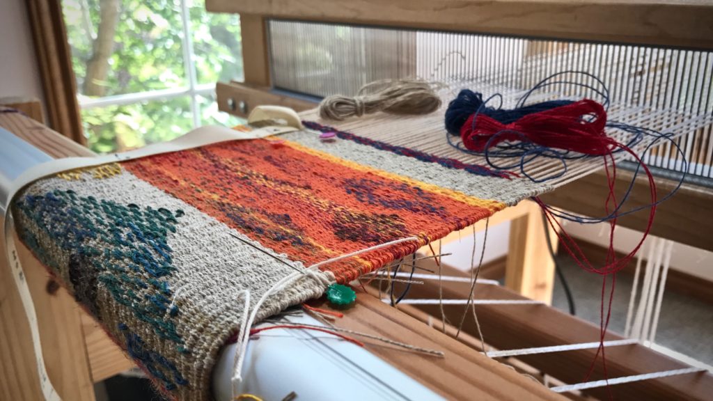 Loom with a view. Linen tapestry/inlay sampler.