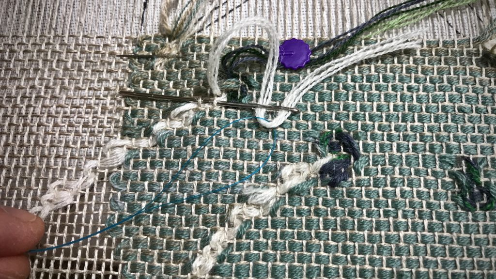 Weaving hack using dental floss threader!
