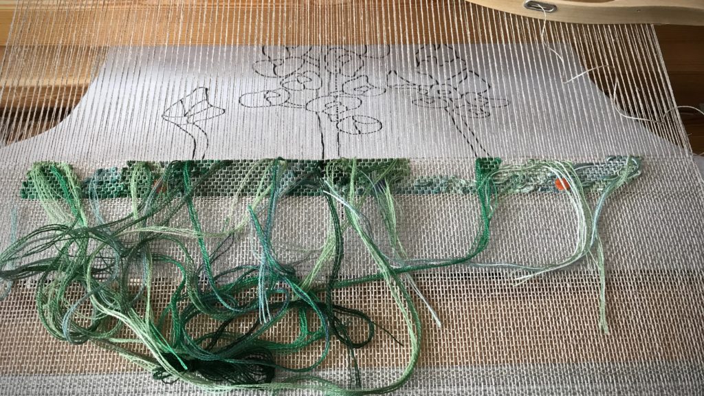 Starting a woven transparency. Texas bluebonnets!