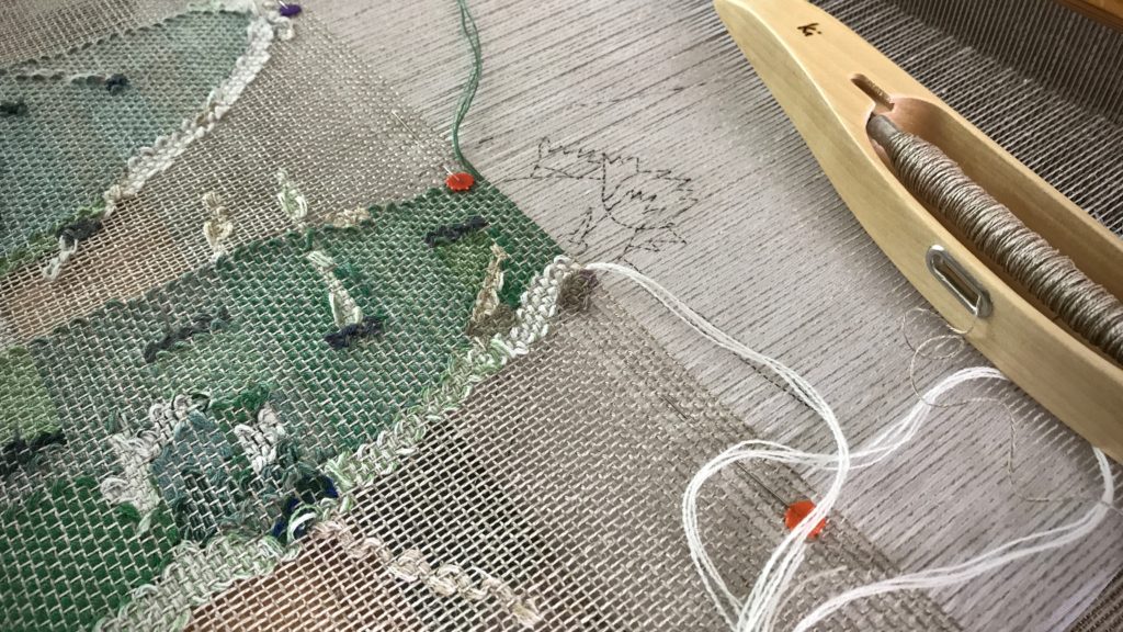 Almost finished woven transparency of prickly pear cactus!