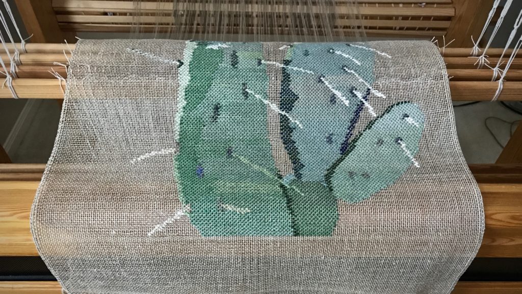 Woven transparency of a prickly pear cactus. Just off the loom!